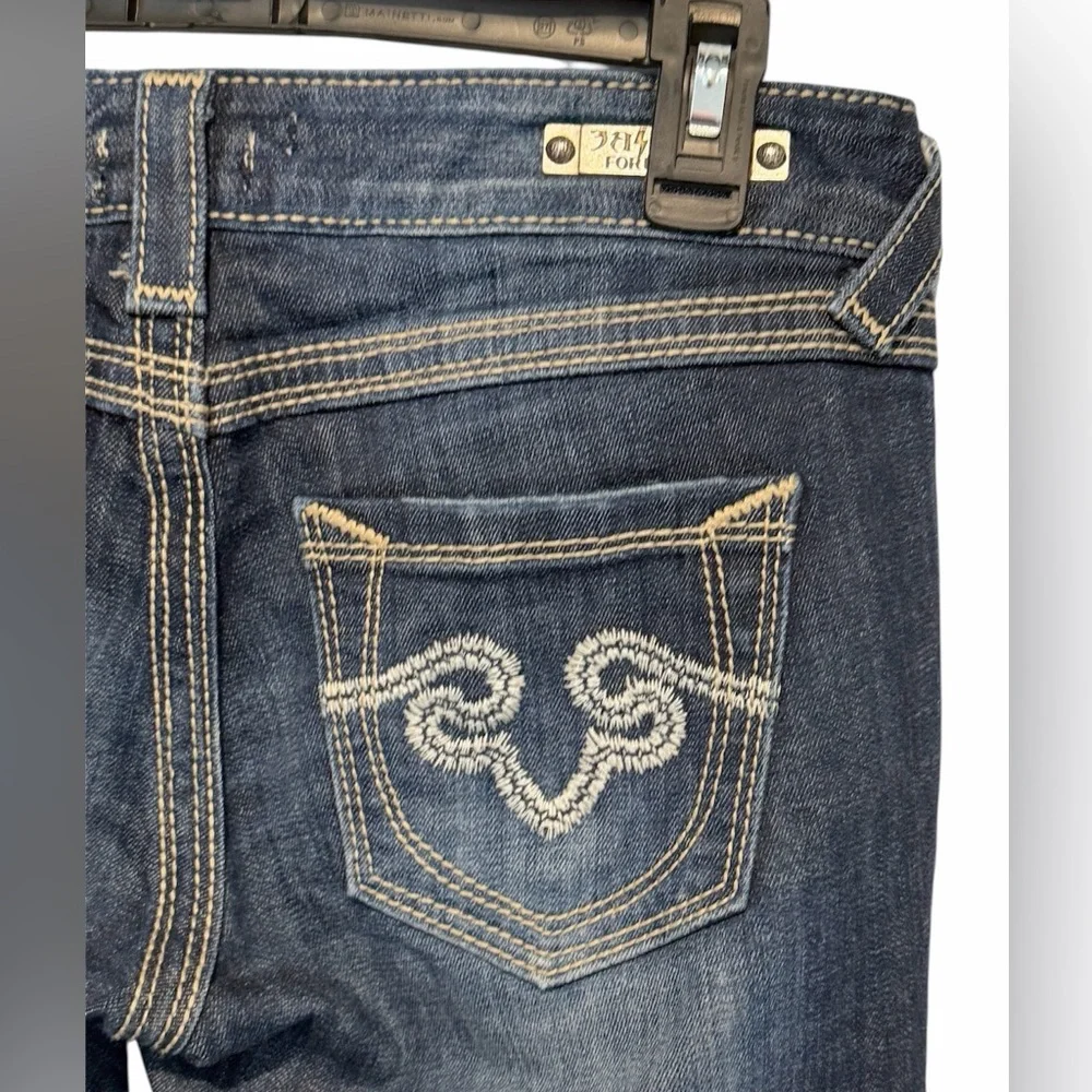 ReRock Express Y2K Jeans Womens 2R Long Inseam Barely Boot Dark Blue Wash EUC - Picture 11 of 11